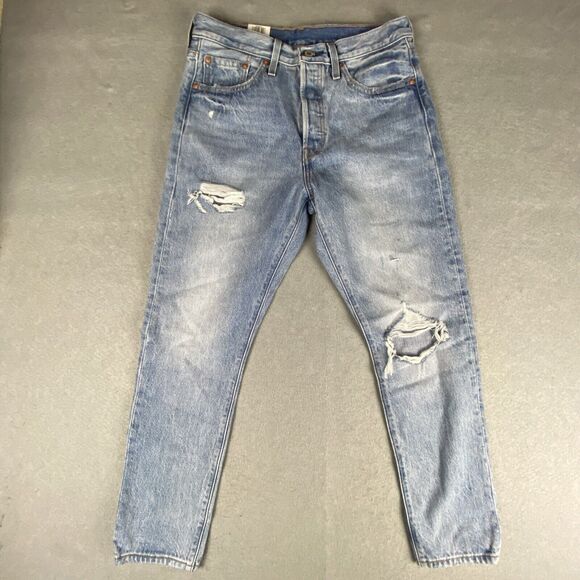 NWT Levis 501 Jeans Womens 28x28 Skinny Light Wash Slimming Button Fly High Rise - Picture 2 of 8